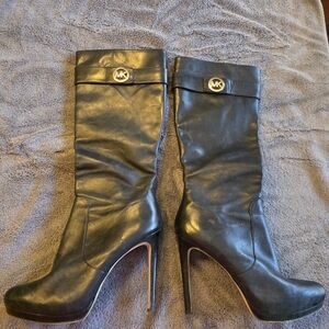 Michael Kors Black Heeled Leather Boots